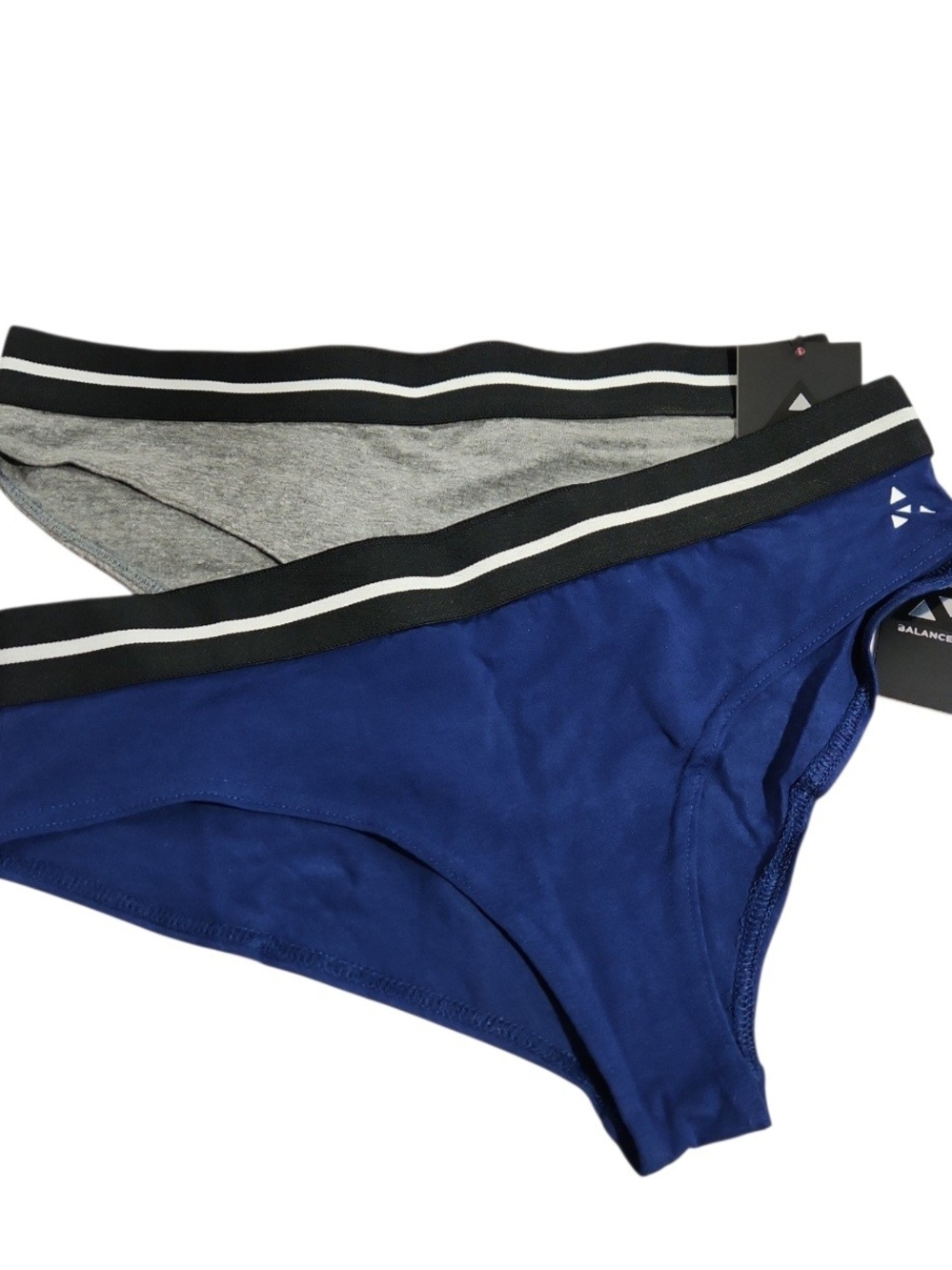 Womens Bikini Briefs - Blue & Gray Stretch Cotton